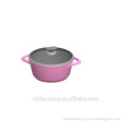 2015 new design nonstick diecasting wave collection casserole with 2 ears and glass lid